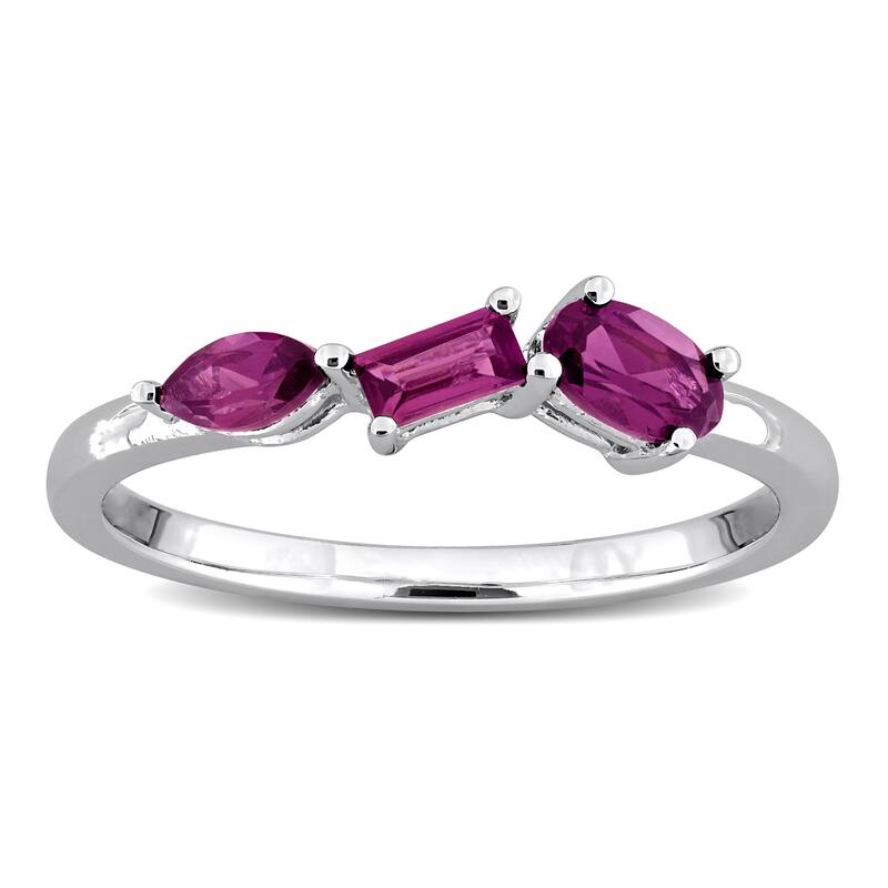 Miadora Multi-Gem Three Stone Ring Sterling Silver
