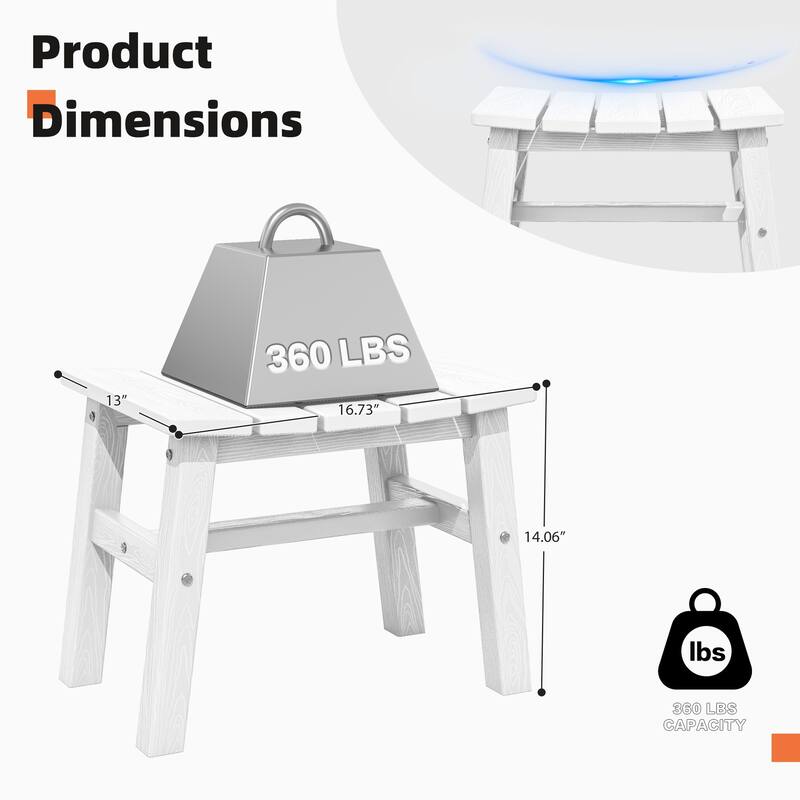 Outdoor Patio HDPE Ottoman Footstool, Extra Seat