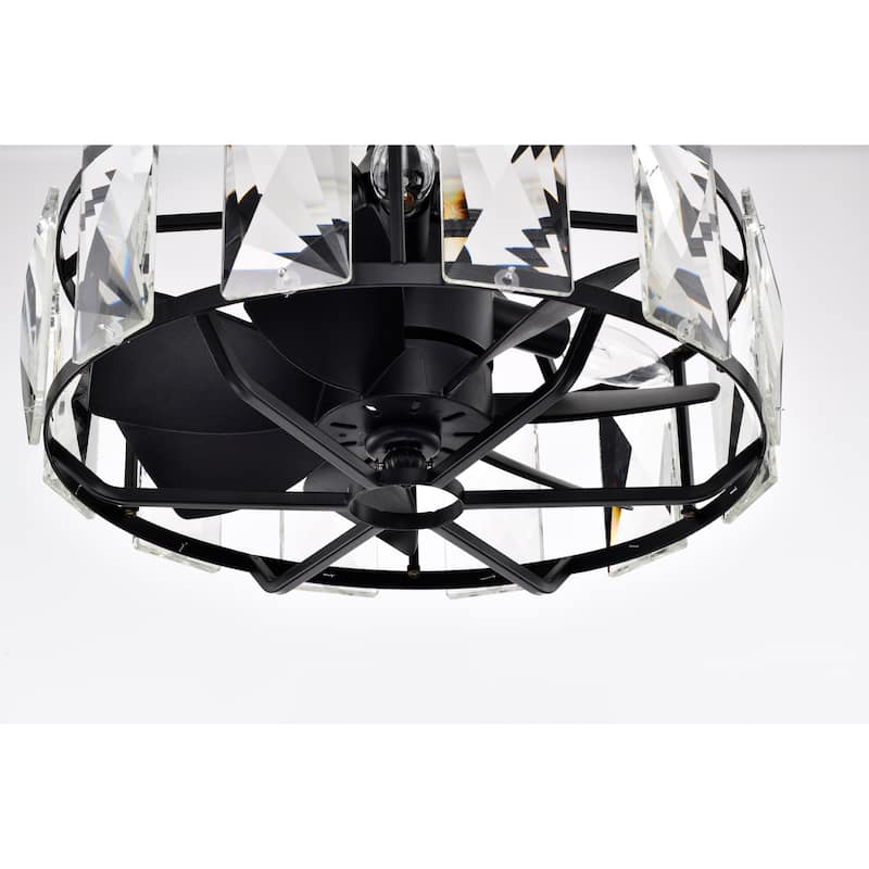 Alban 16 Inch Matte Black Crystal Shade Fandelier - N/A