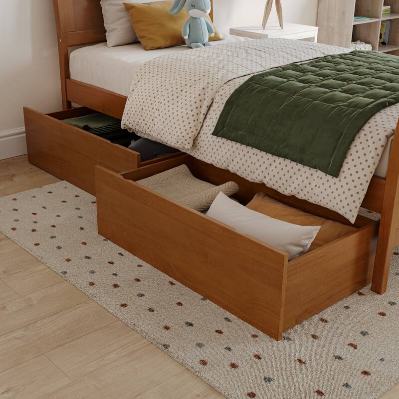 AFI Portland Solid Wood Platform Bed with Matching Footboard and Storage Drawers