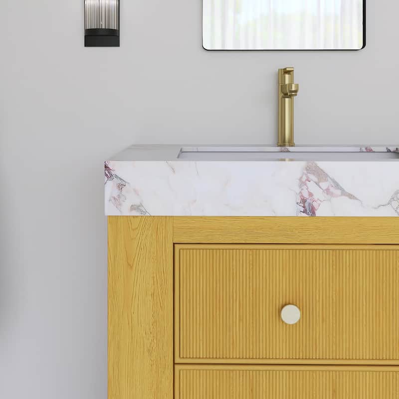 60" Freestanding Bathroom Vanity with 2 Ceramic Sinks - 59.84'' x 19.69'' x 33.46''