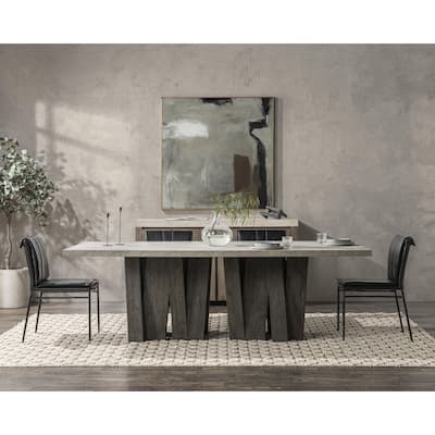 Classic Home Simone 94" Reclaimed Pine Wood Dining Table in Antique Gray