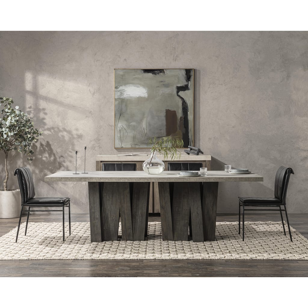 Classic Home Simone 94" Reclaimed Pine Wood Dining Table in Antique Gray