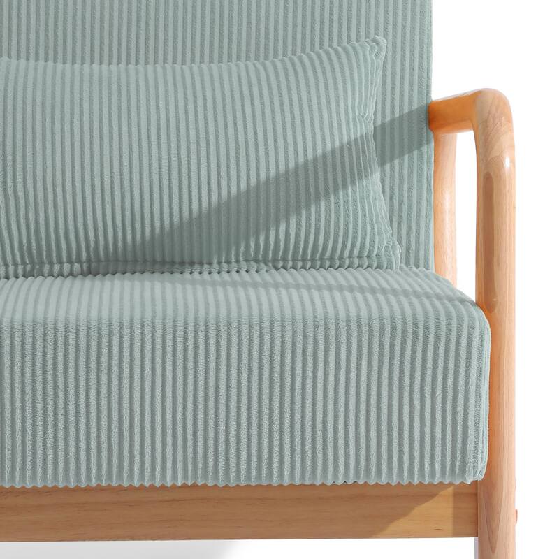 25" W Mid Century Upholstered Wood Accent Chair with Pillow set of 2