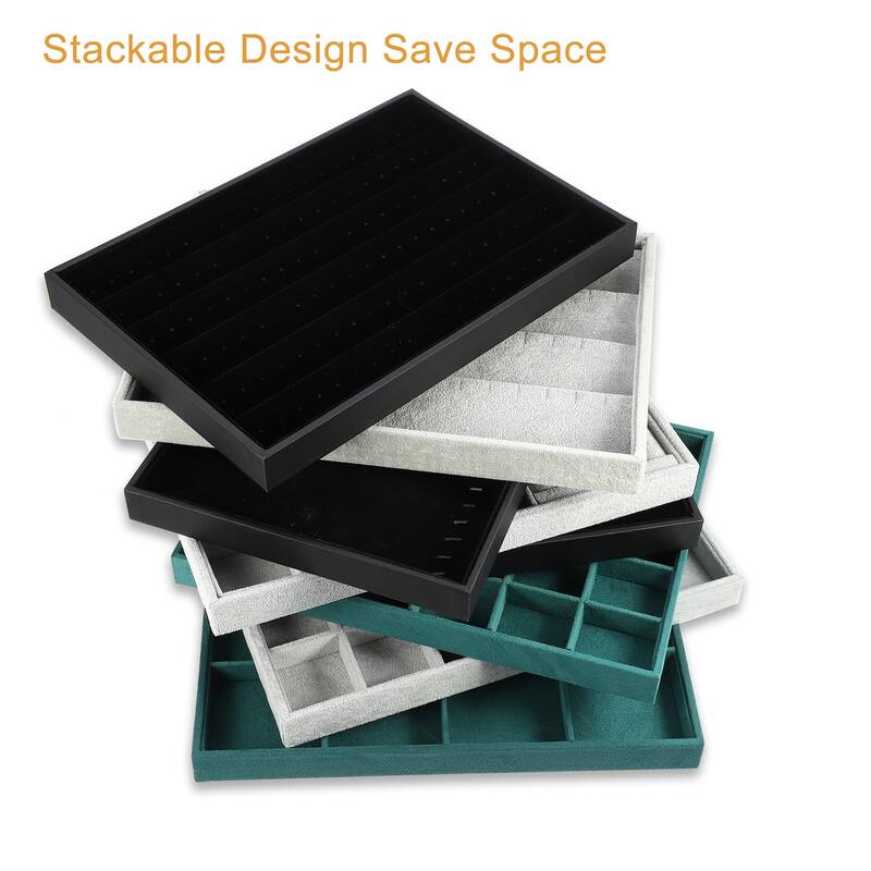 3 in1 Jewelry Tray Stackable Tray Showcase for Rings Earrings Necklace