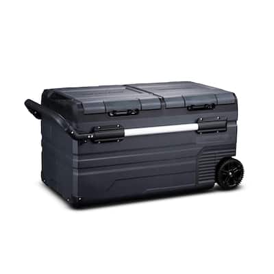 NewAir Portable 80 Qt. Electric Car Camping Cooler with Dual Zone Fridge and Freezer Storage