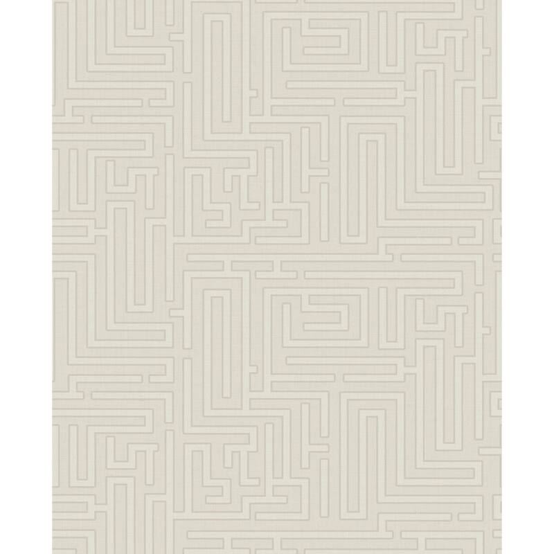 Seabrook Designs Darcy Geometric Maze Unpasted Wallpaper - 20.5 in. W x 33 ft. L - Cream & Metallic Ivory