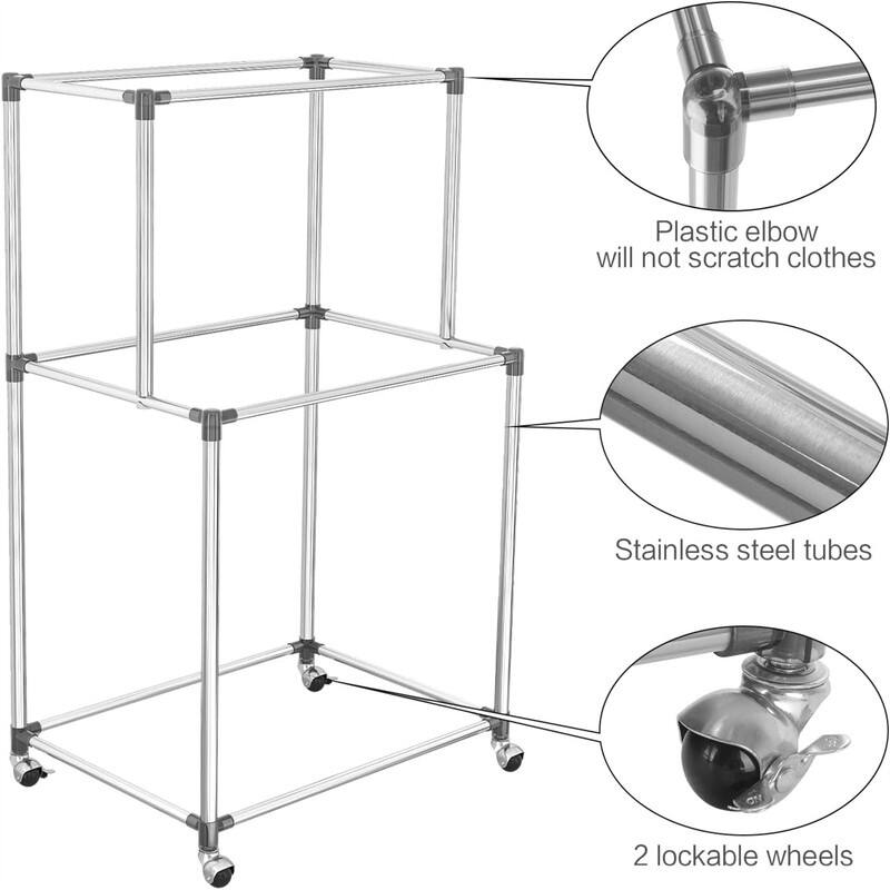 4 Sections Laundry Hamper with Lockable Wheels - 22.01"L x 16.53"W x 39.37"H