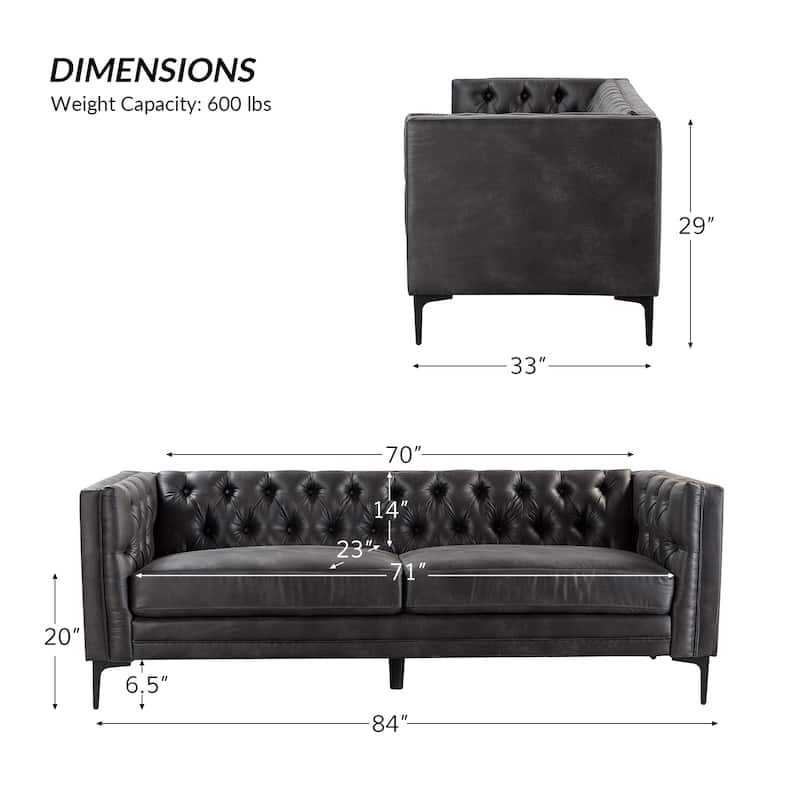 Calymne 84" Classic Square Arms Sofa with Button-Tufted Back by HULALA HOME