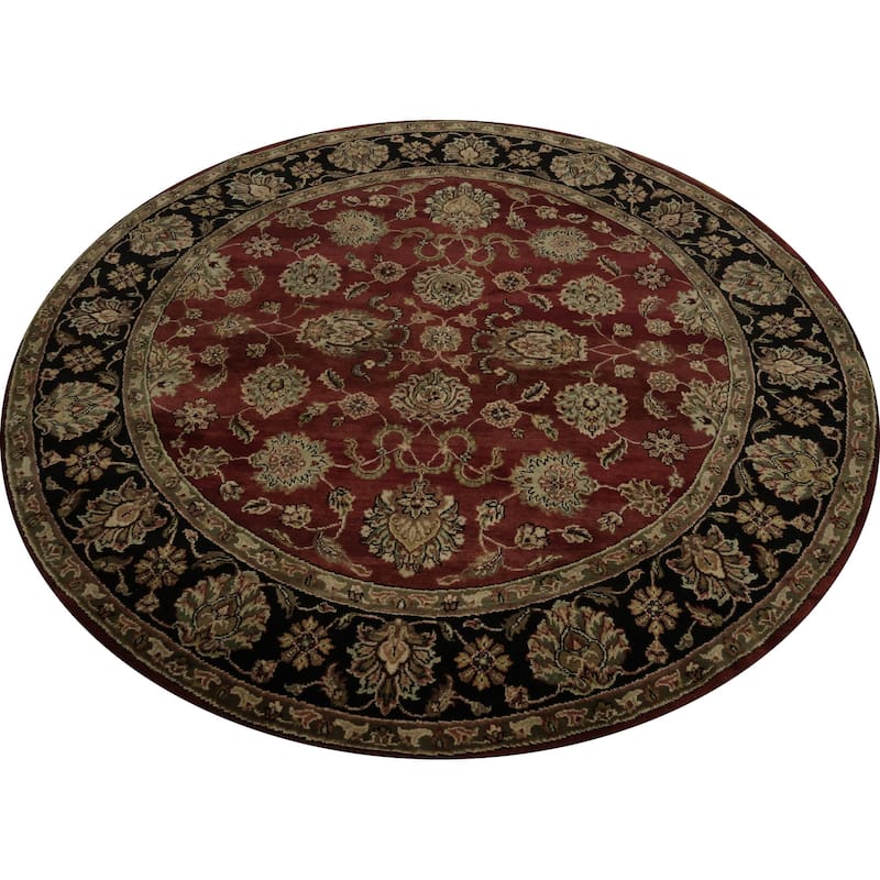 Hand Knotted Oriental 100% Wool Carpet Traditional All-Over Red Agra Area Rug - 7' 9'' X 7' 9''