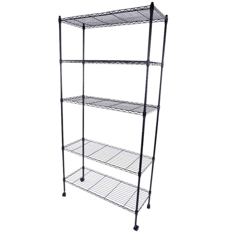5 Tier Rolling Steel Shelving Unit Wire Shelves Garage Shelving Storage