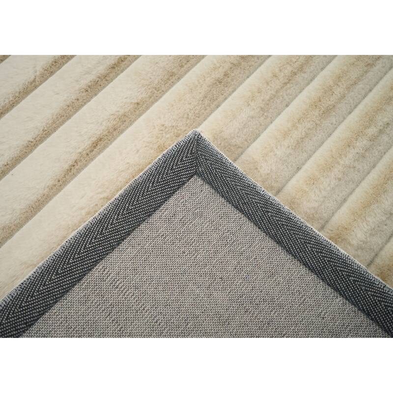Madrid Collection Ultra Soft Ribbed Faux Fur Area Rug