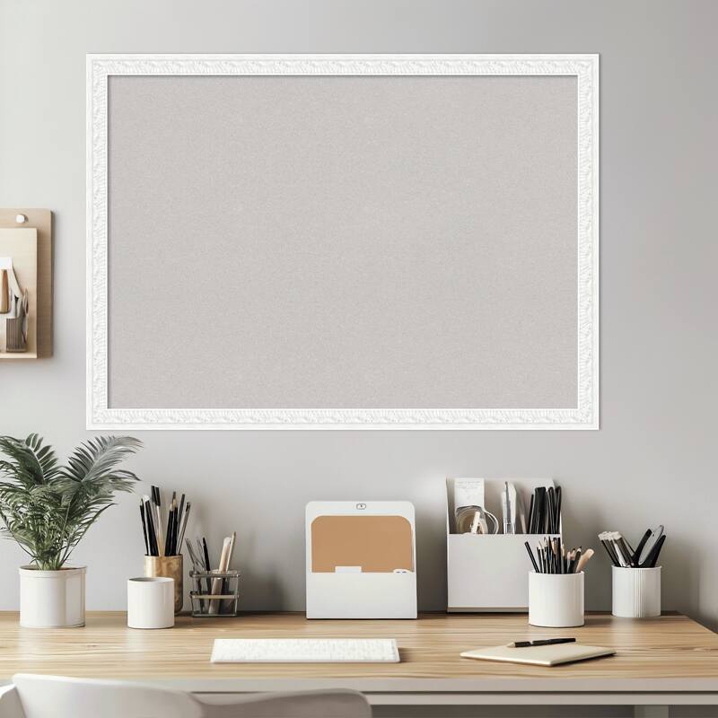 Bethany White Wood Framed Cork Board - Bulletin Board, Organization Board, Pin Board
