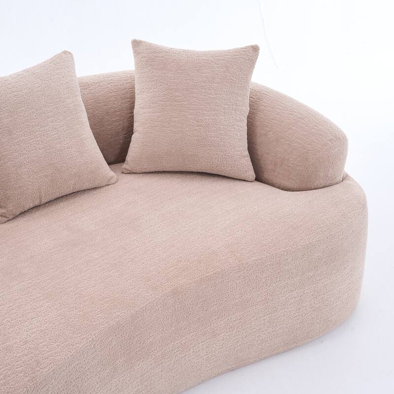 GDFStudio - Soft Upholstered Curved Loveseat Sofa with 3 Pillows for Small Spaces