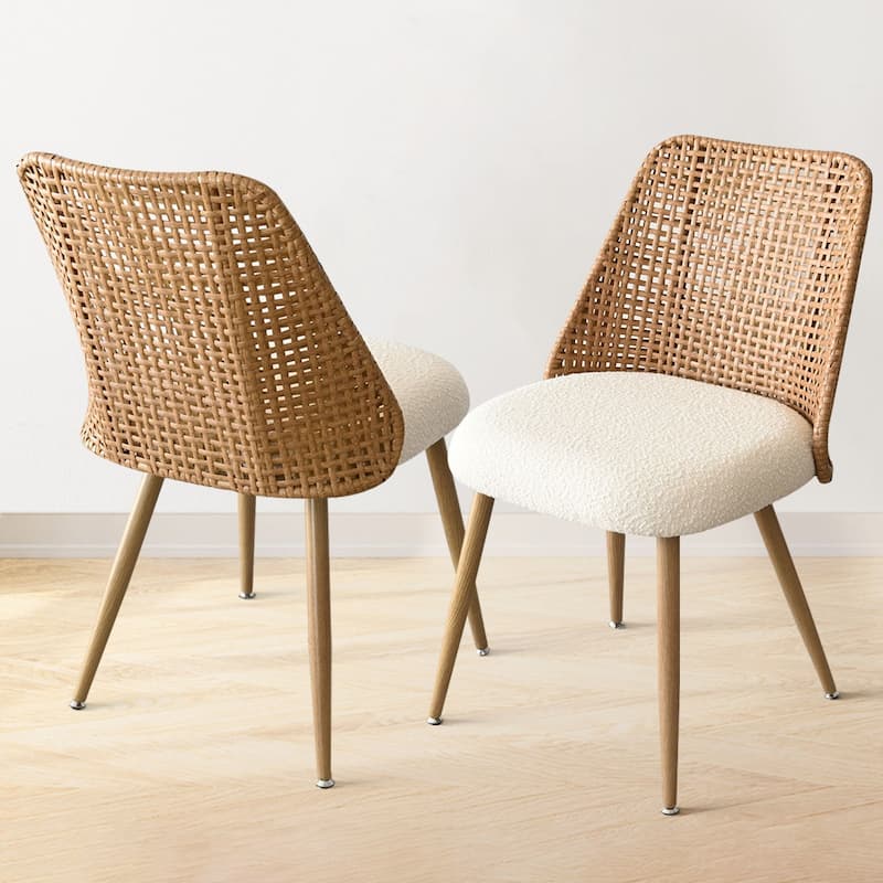 Fabric Upholstered Dining Chair - Set of 2 - Beige