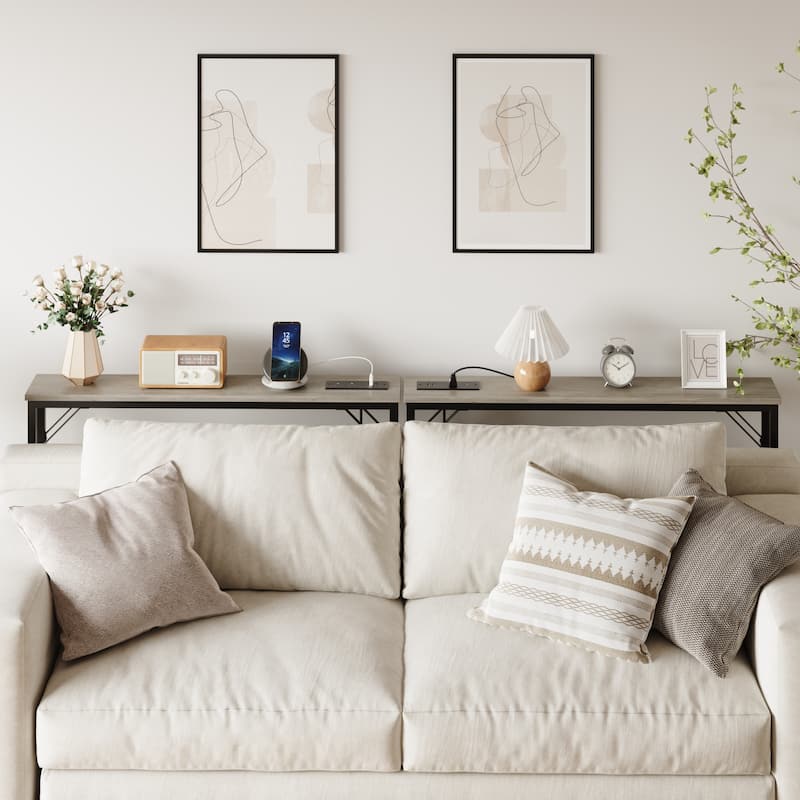 5.9" Narrow Sofa Table, Skinny Console Table with Storage