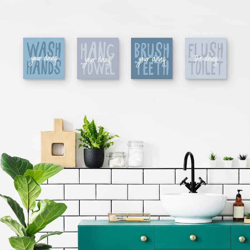 Bathroom Advice I, Bathroom Advice II, Bathroom Advice III, Bathroom Advice IV by Wild Apple Portfolio Canvas Art Prints