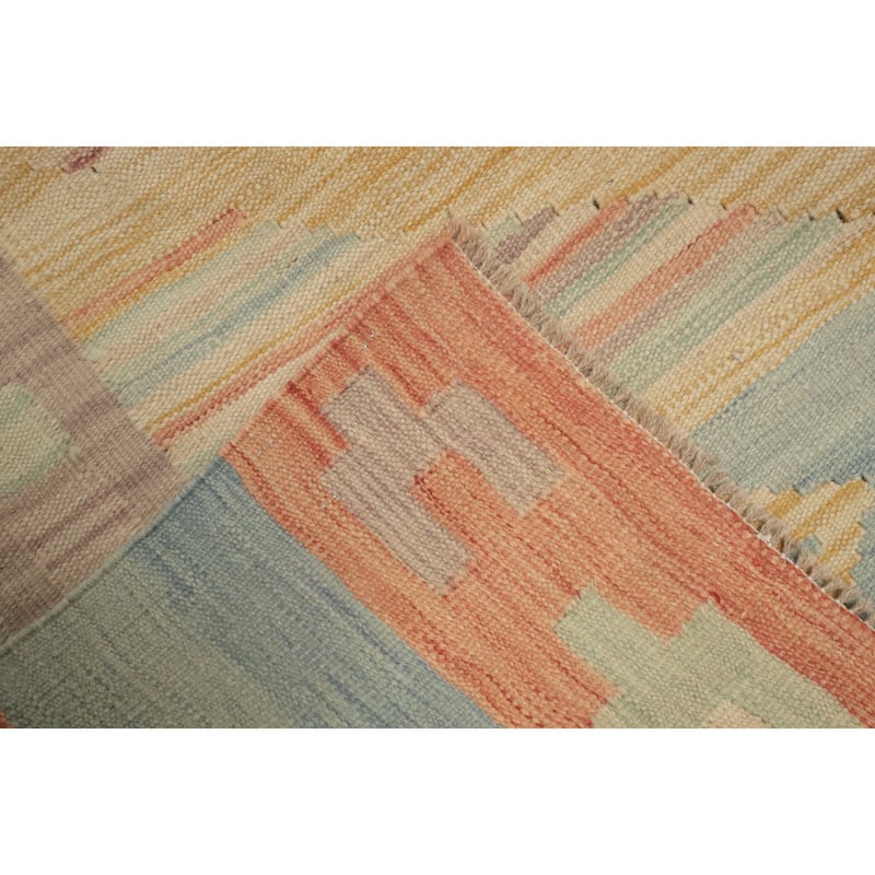 Hand Woven Southwestern Wool Yellow Geometric Area Rug - 8' 4'' X 4' 11''