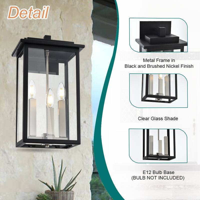 Outdoor Light Fixutre Farmhouse Wall Lantern Sconce with Clear Glass