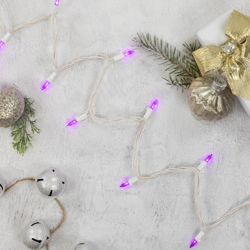 LED Mini Christmas Lights - Purple - 16.25' White Wire - 50ct