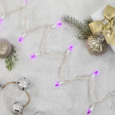 LED Mini Christmas Lights - Purple - 16.25' White Wire - 50ct