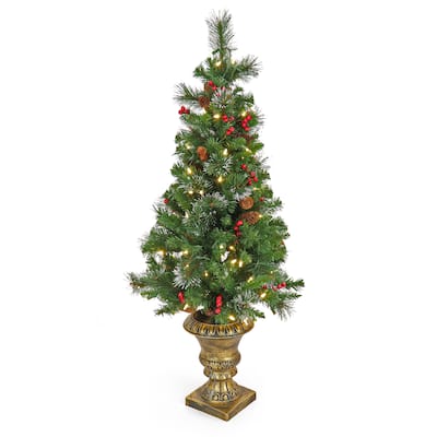 National Tree Company 4 ft. Crestwood Spruce Entrance Tree with Warm White LED Lights - 4 Foot