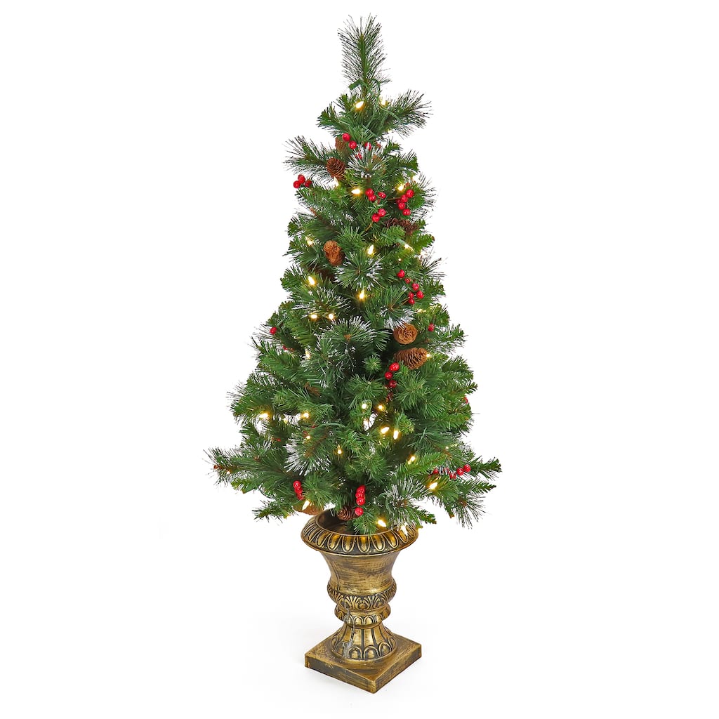 National Tree Company 4 ft. Crestwood Spruce Entrance Tree with Warm White LED Lights - 4 Foot