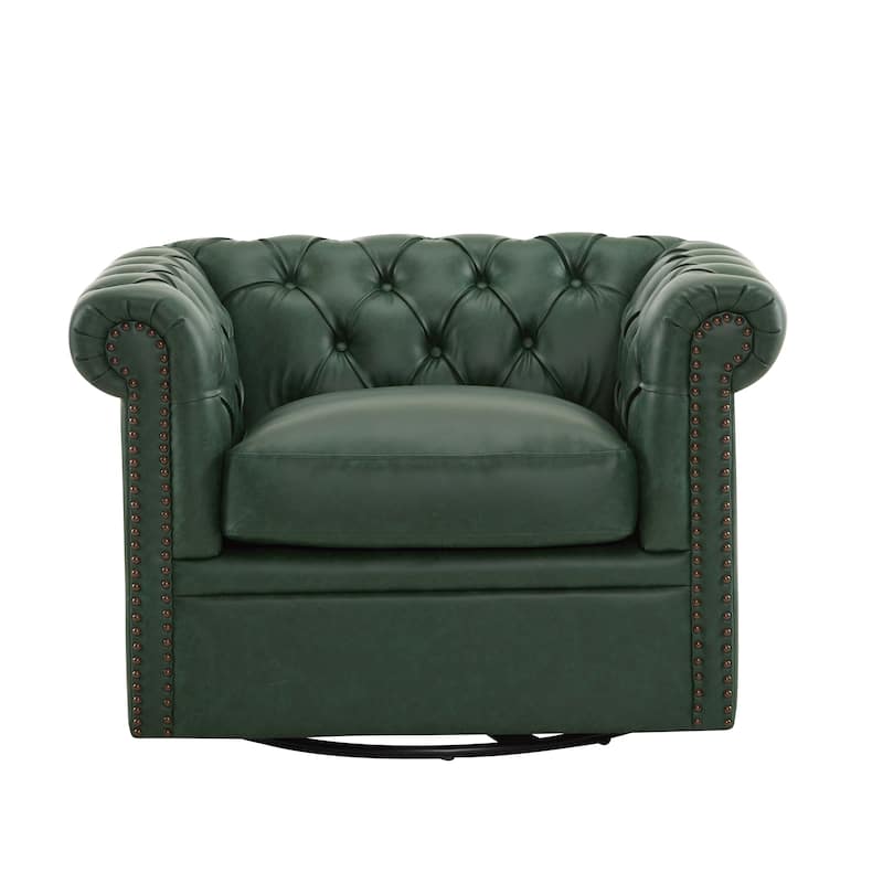 Roomfitters Chesterfield Swivel Club Chair, Tufted Accent Armchair for Living Room