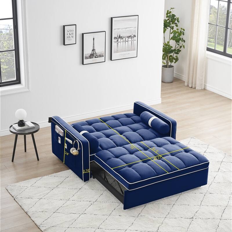 Velvet Convertible Sleeper Sofa Bed