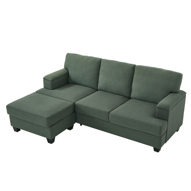 L-shaped Chaise Sectional Sofa with Movable Ottoman, Hidden Storage in Armrests & Seats, Storage Couches with Thick Cushions