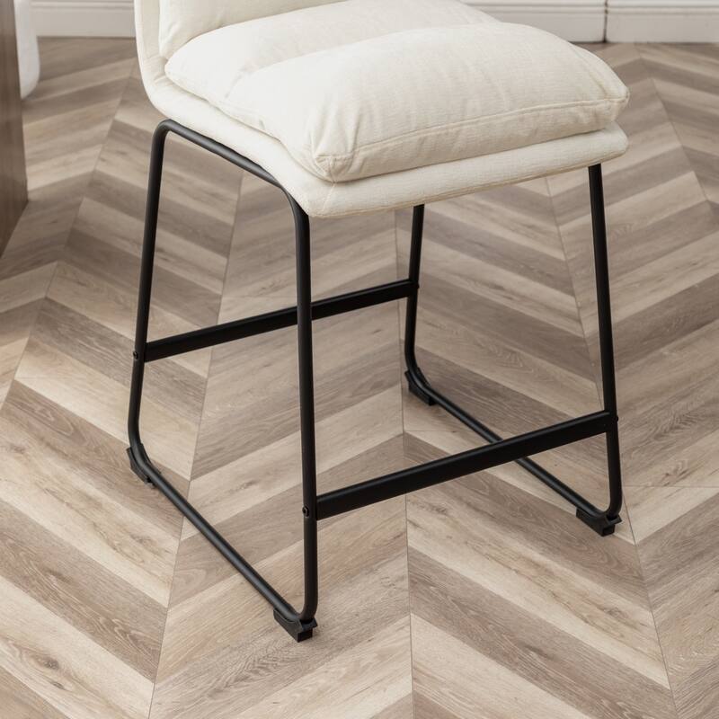 26 Inch Counter Height Bar Stools Set of 2, Modern Upholstered Bar Chairs with Back and Metal Legs for Kitchen lsland
