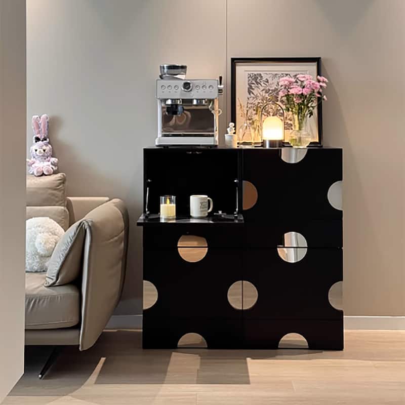 Modern Black freely combinable TV cabinet with storage, Solid Wood, Night Stands & Cabinets, 1-4 Pieces for Optional