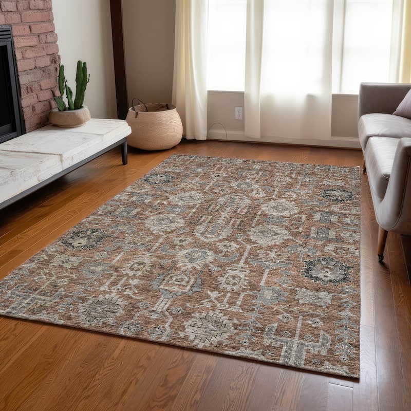 Machine Washable Indoor/ Outdoor Chantille Traditional Boho Rug