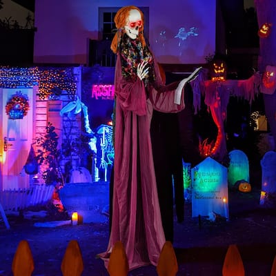 7 FT Halloween Animatronics Outdoor Decor Animated Standing Scarecrow