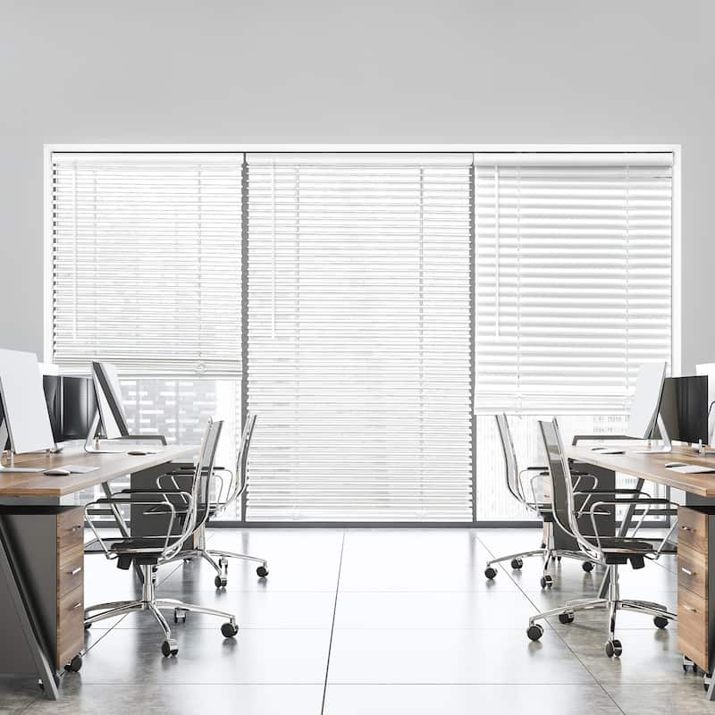 White Cordless Room Darkening Eco Mini Blinds with 1 in. Slats