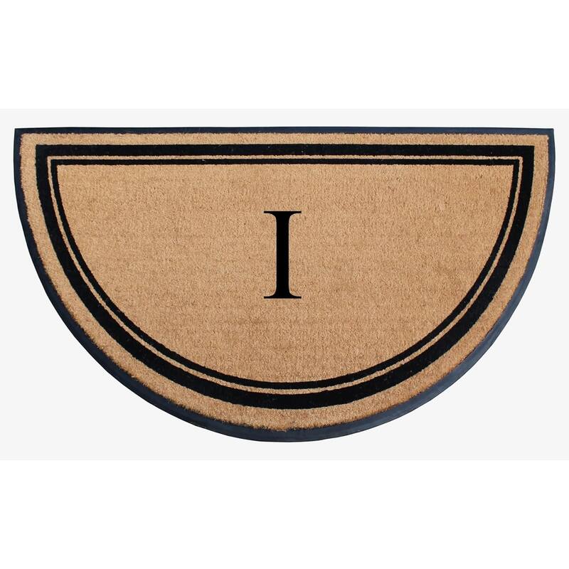 A1HC Natural Coir & Rubber Hand Flocked Thick Durable Monogrammed Doormats, 36" x 72" - Beige Picture Frame - I