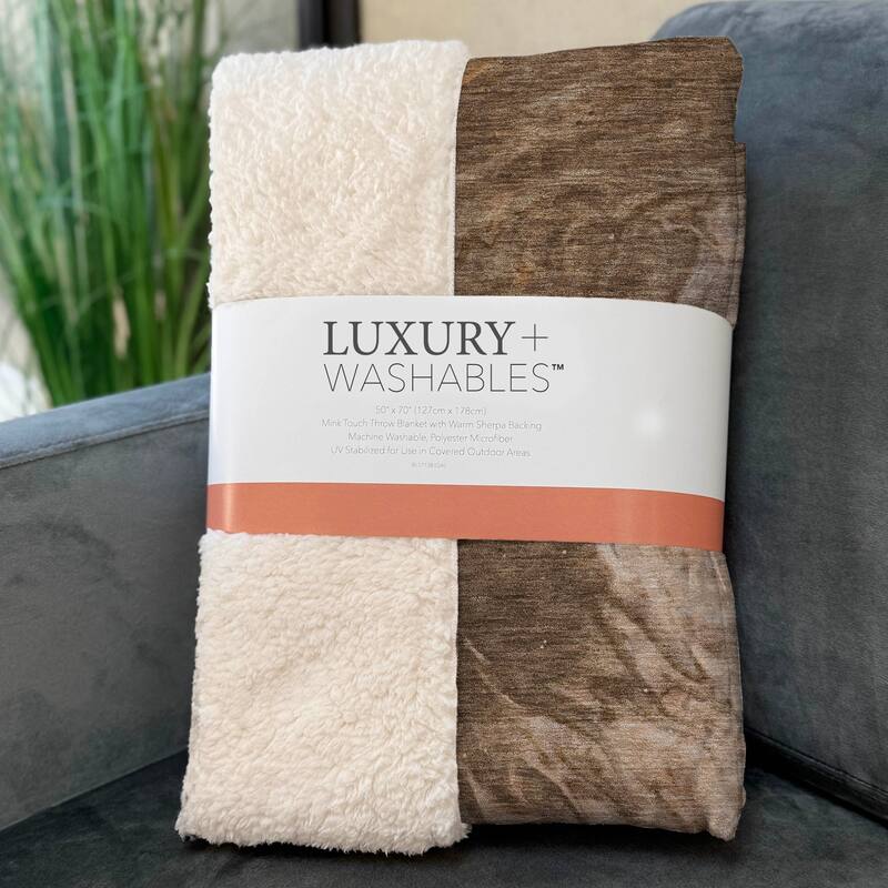 Premium Machine Washable Abstract Watercolor Sherpa Throw Blanket