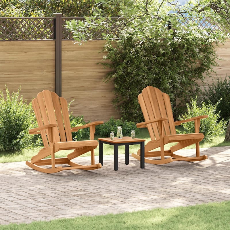 vidaXL Garden Adirondack Rocking Chairs 2 pcs Brown Teak - 30.3 x 30.7 x 37.4
