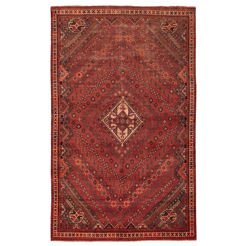 ECARPETGALLERY Hand-knotted Melis Vintage Red Wool Rug - 6'5 x 10'4