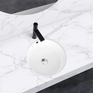 STYLISH 16 inches Round Undermount Ceramic Bathroom Sink with 2 Overflow Finishes - 16" x 16" x 7"