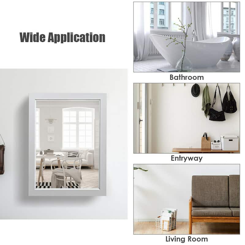 Gymax Mirrored Medicine Cabinet Wall-Mounted Bathroom Storage - See Details