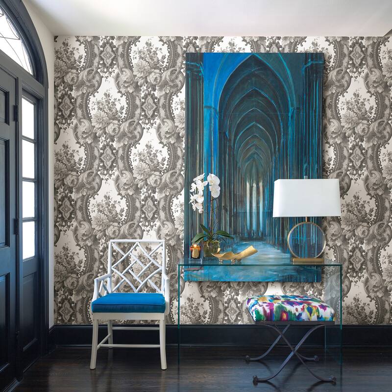 A-Street Prints Dreamer Grey Damask Wallpaper
