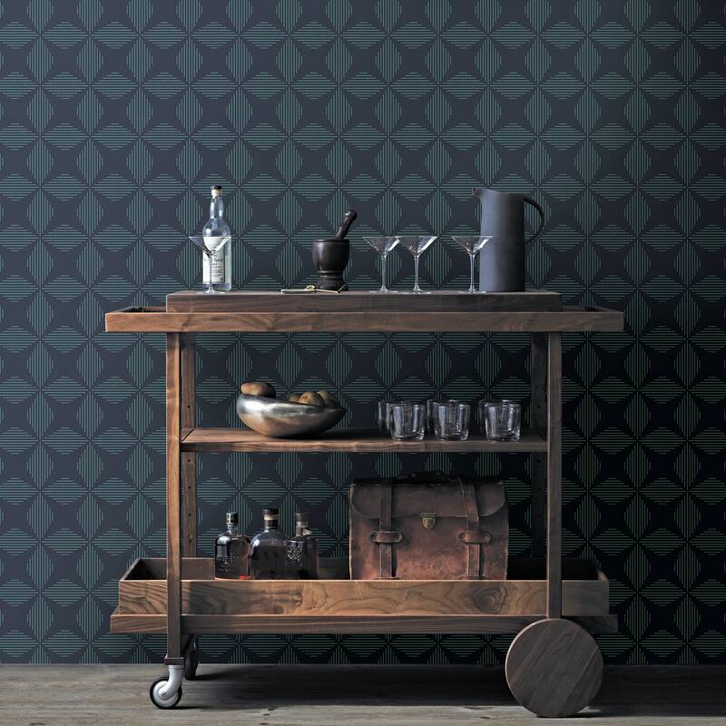 A-Street Prints Telestar Navy Geometric Wallpaper
