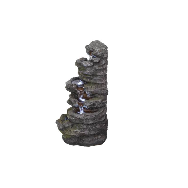 LED Lighted Cascading Rock Outdoor Garden Water Fountain - 18.25"