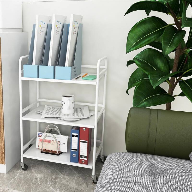 3 Tier Rolling Cart Shelves - 11.8"D x 18.9"W x 29.53"H