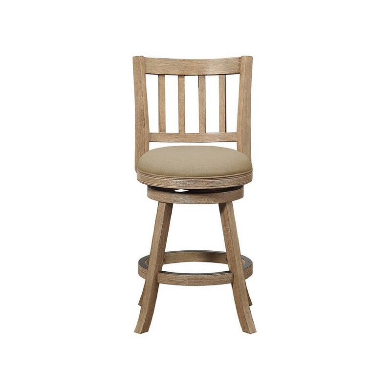 24 Inch Solid Wood Swivel Counter Stool, Slatted - 21.5 L x 18 W x 37.5 H