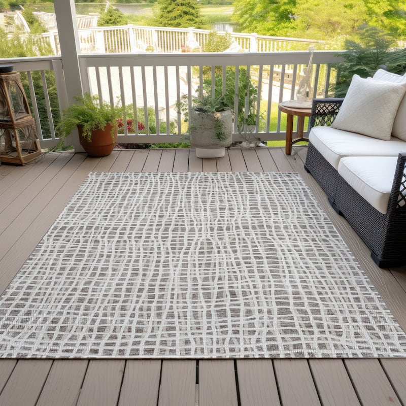 Machine Washable Indoor/ Outdoor Chantille Abstract Modern Rug - Taupe - 2'6" x 3'10"
