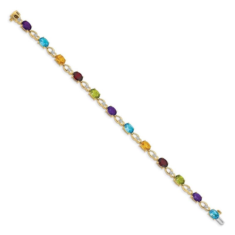 Curata 5mm 14k Rainbow Gemstone Diamond Bracelet