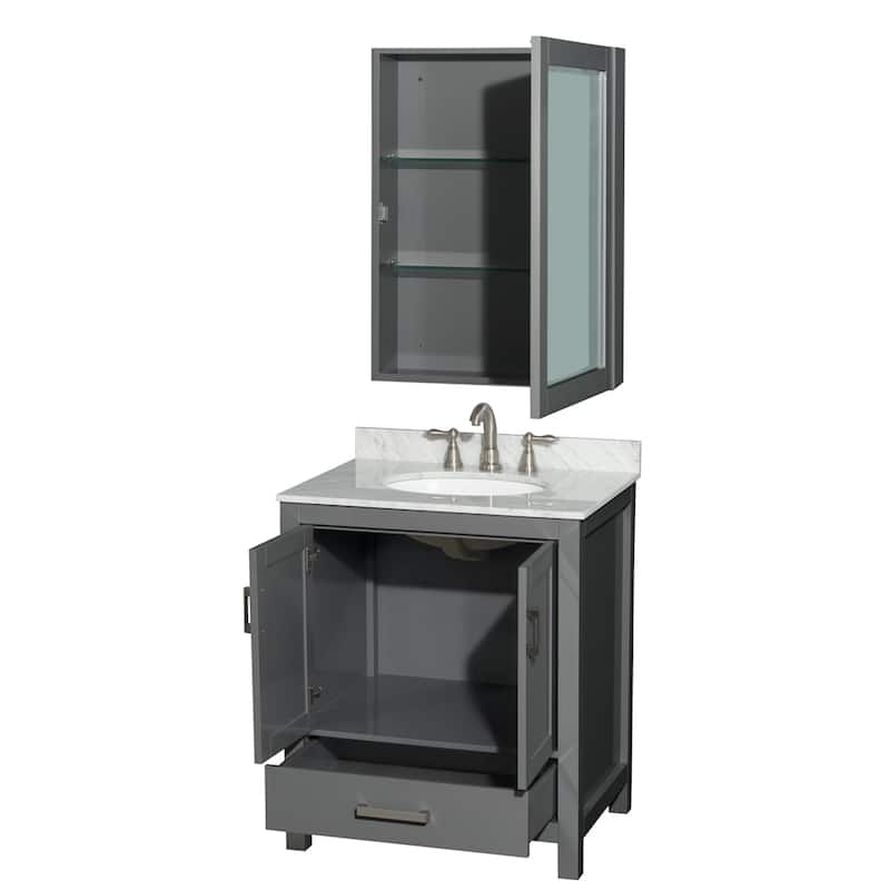 Wyndham Collection Sheffield Single Vanity Set, Medicine Cabinet