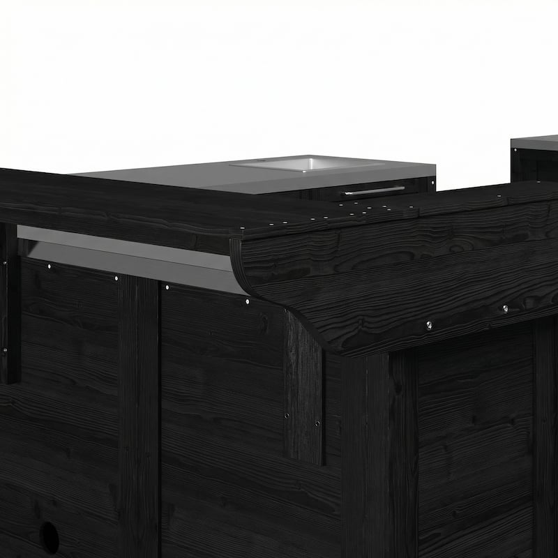 Modular Outdoor Kitchen Island Set, 100% Solid Wood BBQ Cabinet , Patio Kitchen Bar Table